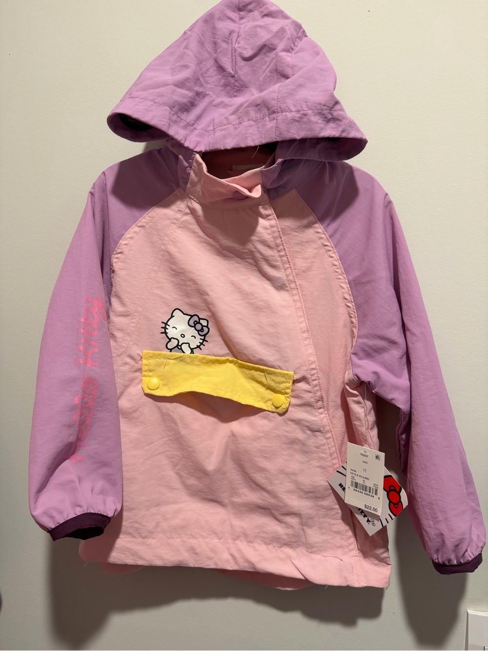Hello Kitty Girls' Hooded Windbreaker Jacket - Pink & Lavender